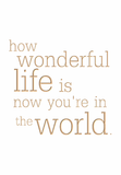 how wonderful life is now you're in the world.