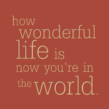 How wonderful life is now you're in the world