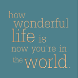 How wonderful life is now you're in the world