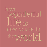 How wonderful life is now you're in the world