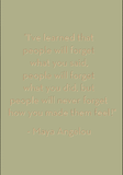 I've learned that people will forget what you said... Maya Angelou