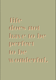 Life does not have to be perfect to be wonderful