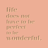 life does not have to be perfect to be wonderful.