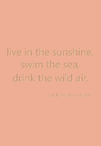 live in the sunshine, swim the sea, drink the wild air. -ralph waldo emerson