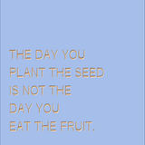 The day you plant the seed is not the day you eat the fruit