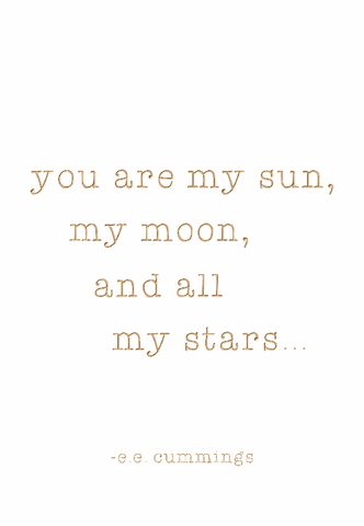 You are my sun, my moon, and all my stars - E E Cummings