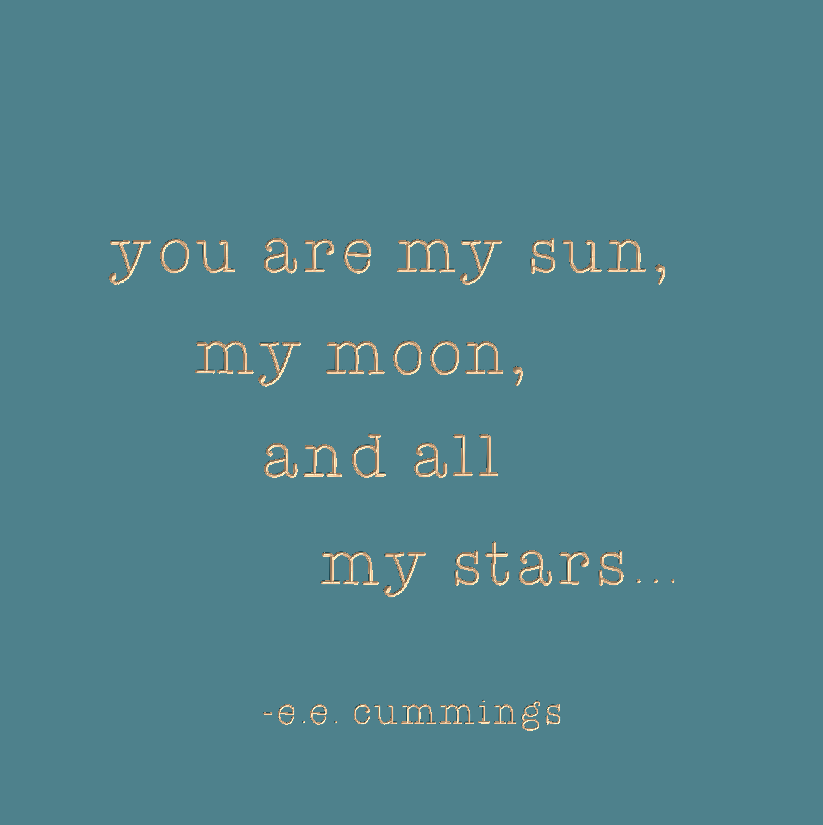 you are my sun, my moon, and all of my stars... -e.e. cummings